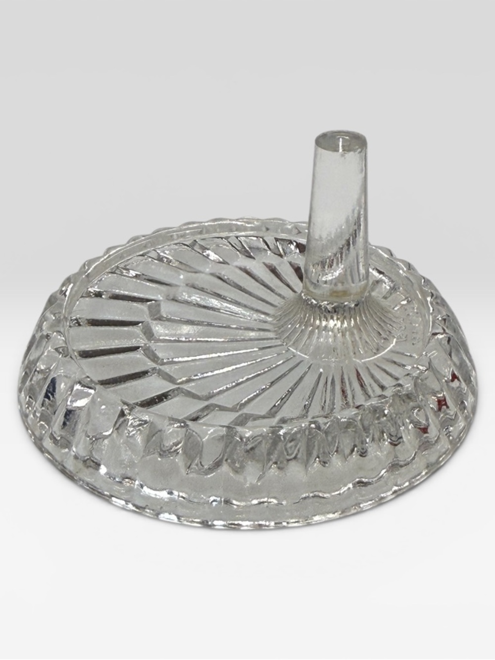 Vtg '80s FOSTORIA Clear Glass RING HOLDER Trinket Dish 3.75" Round Avon EAPG